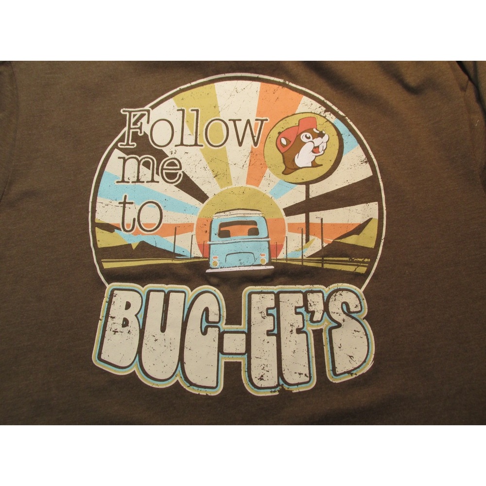 Buc-ee's Mens Large Brown Follow Me to Buc-ee's Beaver Graphic T-Shirt Tee